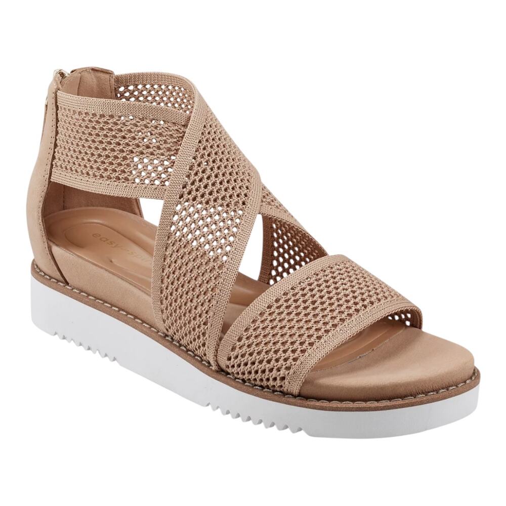 Easy Spirit Women's Wander Round Toe Strappy Casual Sandals Beige Size 6 1/2
